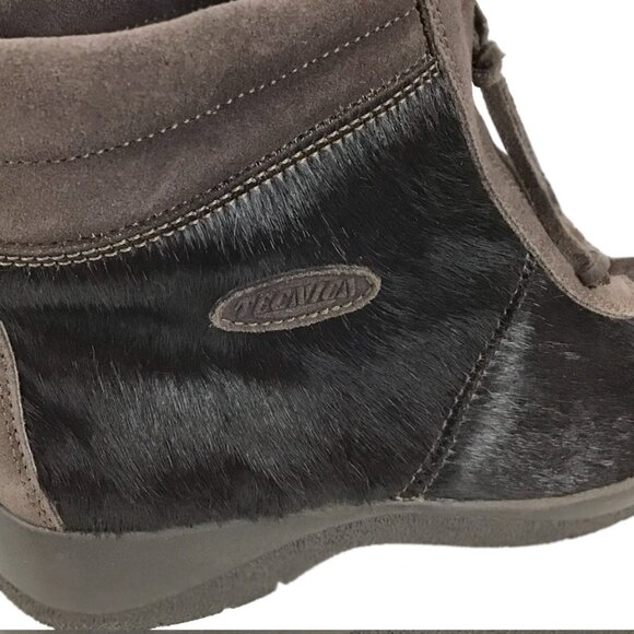 Tecnica Brown Pony Hair Fur Front Zip Closure Shearling Lined Ankle Boots NWOT - Picture 6 of 14